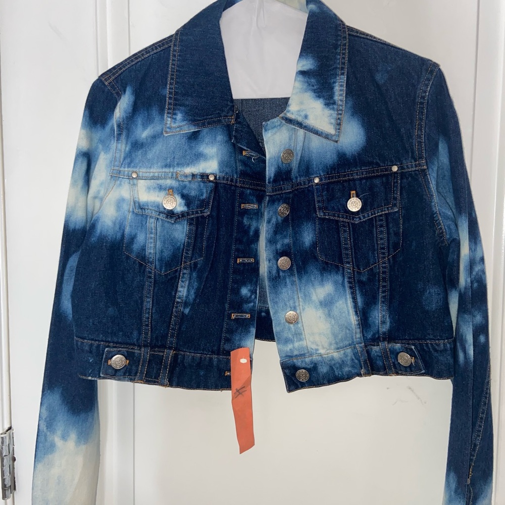 Bebe Vintage Tie-Dye Denim Jacket & Denim Skirt Set
